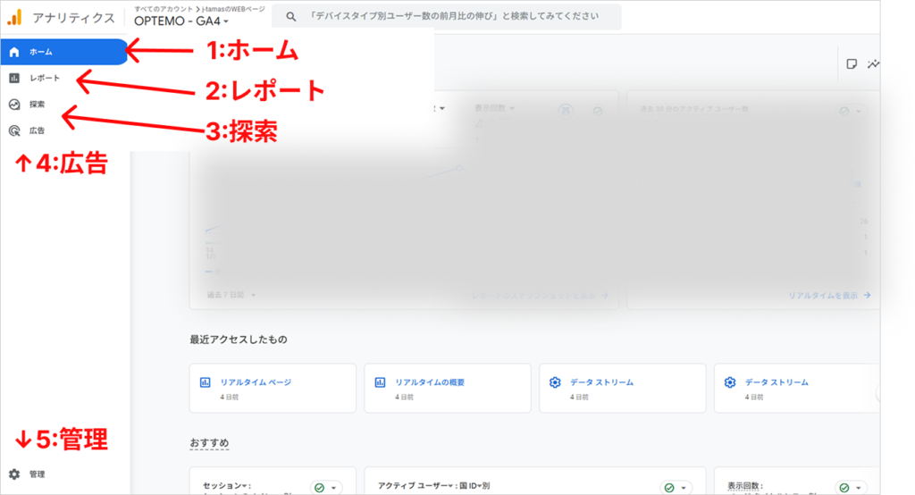 GA4の画面構成と基本的な見方