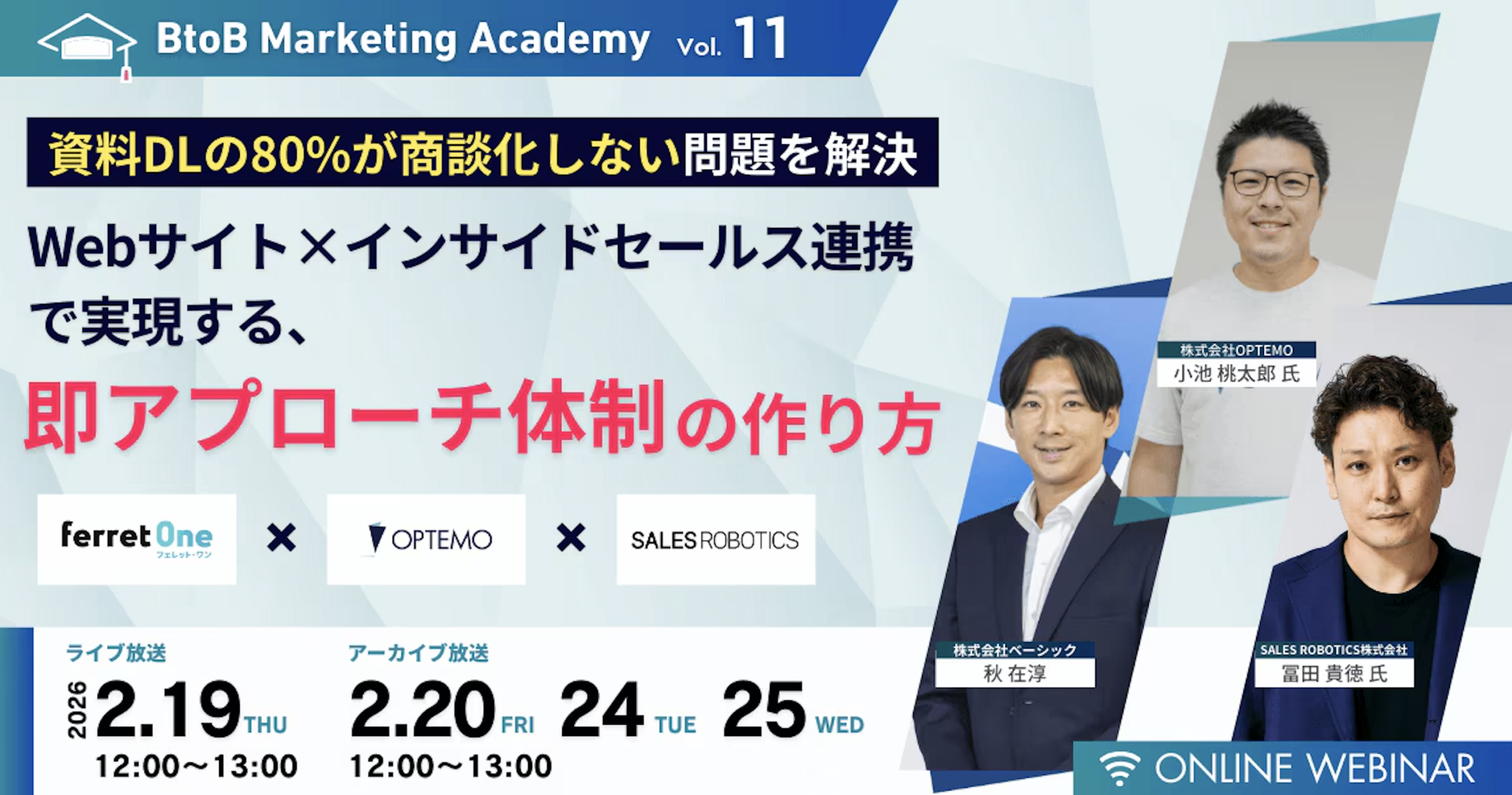 BtoB Marketing Academy vol.11.資料DLの80%が商談化しない問題を解決Webサイト×インサイドセールス連携で実現する、即アプローチ体制の作り方