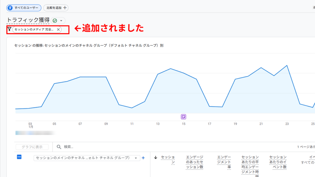 フィルタを設定する手順4