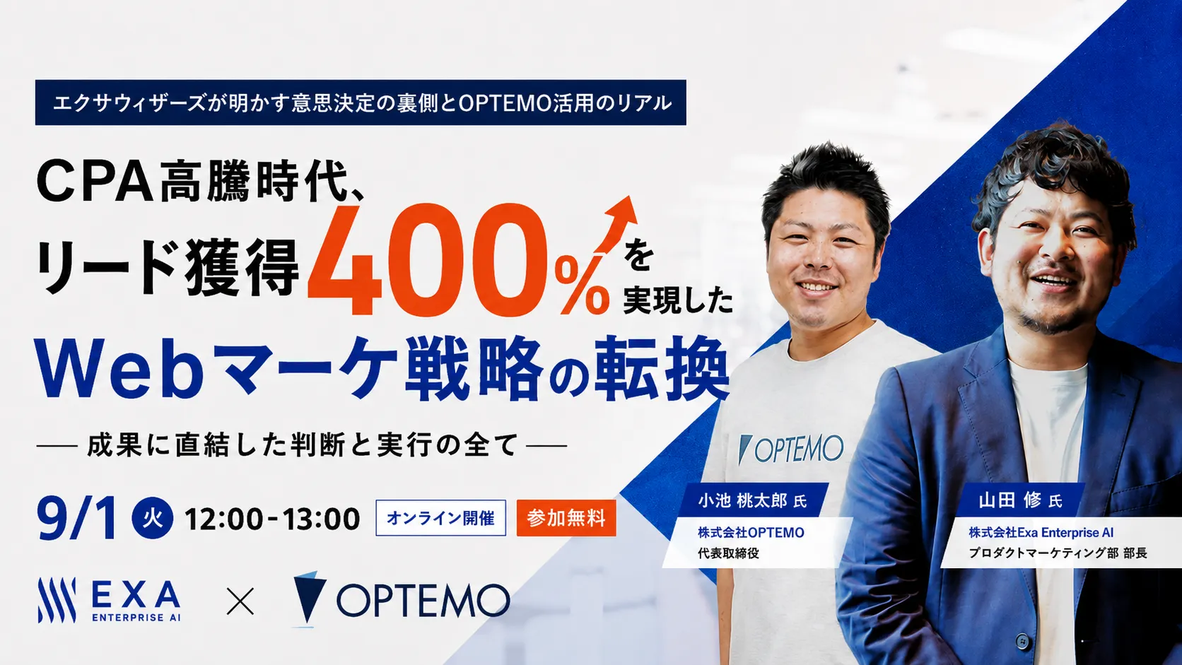 CPA高騰時代、リード獲得400%を実現したWebマーケ戦略の転換～エクサウィザーズが明かす意思決定の裏側とOPTEMO活用のリアル～